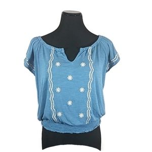 Cape Juby Embroidered Cropped Top Womens Size M Boho Hippie